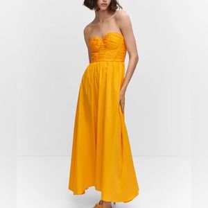 Mango flared corset dress, marigold yellow/orange sz 2